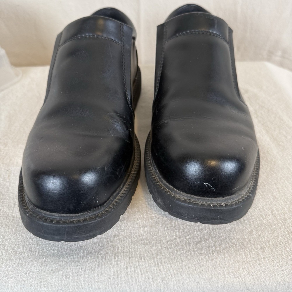 Skechers Men's Slip Resistant Black Leather Work Shoes Size‎ 9 SN76083 Cushioned